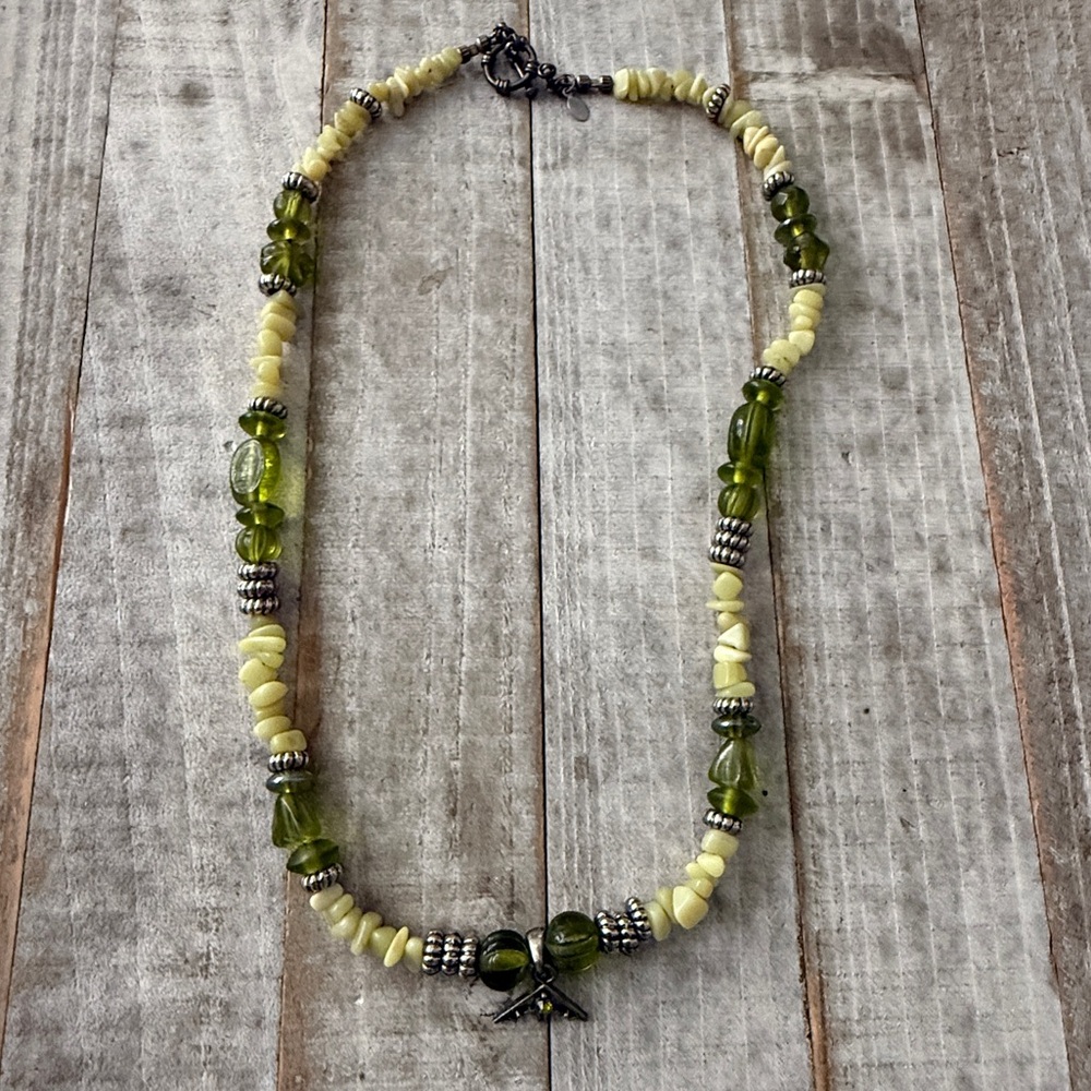Green and Cream Beaded Necklace